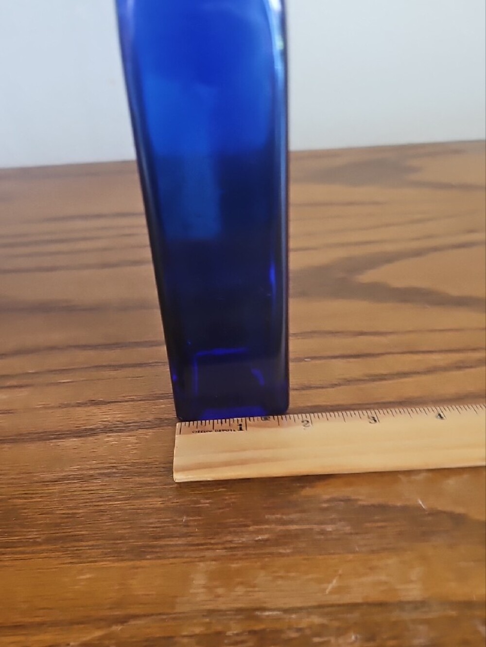 Vintage Tall Square Cobalt Blue Glass Bottle Tote 8 - Picture 3 of 4